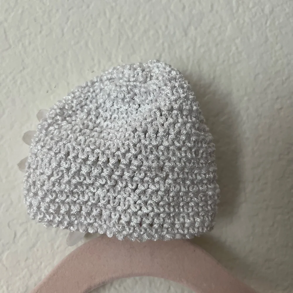 Pink and White Crochet Baby Headbands with White Sparkle Flower